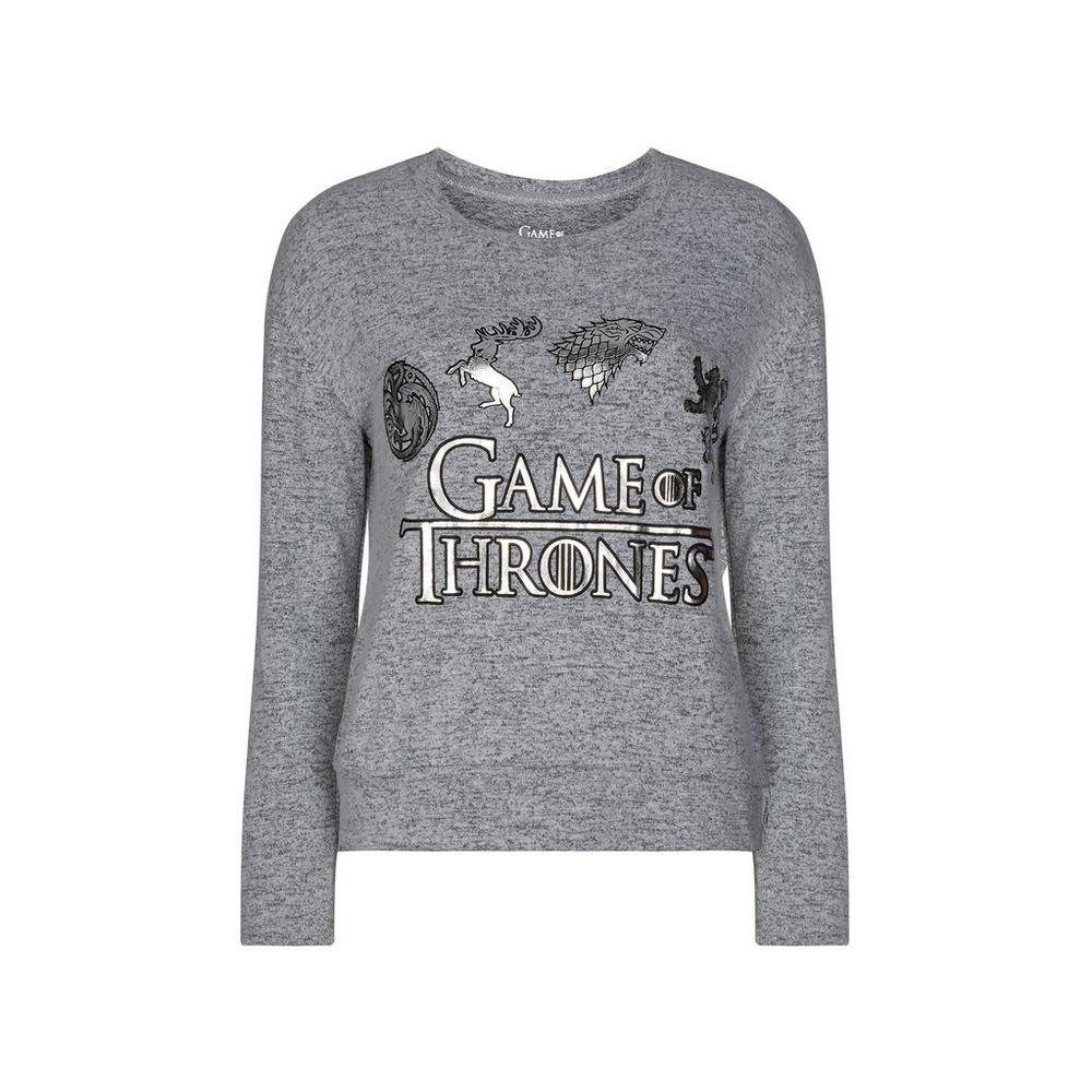 Game Of Thrones Gray Silver Sweatshirt Top Soft Stretch Cozy Pajamas Long Sleeve